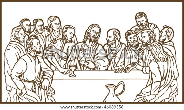 Wallpaper vector illustration of the last supper of Jesus Christ the savior and his disciples
