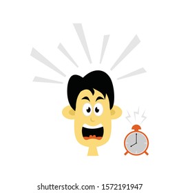 Vector illustration of a late face wake up expression.