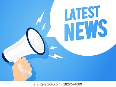 Ilustración De Vectores Últimas Noticias En Burbuja De Voz. Altavoz Holding de mano