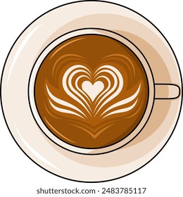 Una Ilustración vectorial de un arte de café con leche