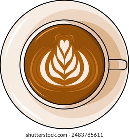 Una Ilustración vectorial de un arte de café con leche (rosetta)