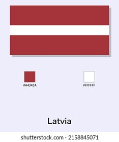 Vector Illustration of Latvia flag isolated on light blue background. Illustration National Latvia flag with Color Codes. As close as possible to the original. ready to use, easy to edit. 
