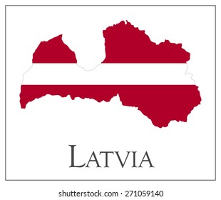 Vector illustration of Latvia flag map