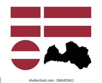 vector illustration of Latvia map and flags