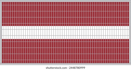 Vector illustration of the Latvian flag under the lattice. The concept of isolationism. No war.
