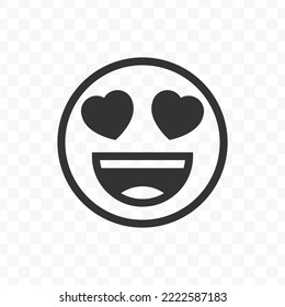 Vector illustration of laugh love emoticons. icon in dark color for website design .Simple design on transparent background (PNG).