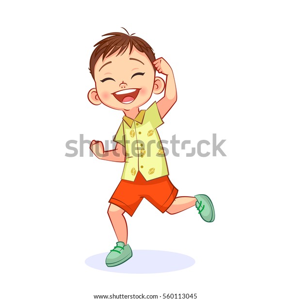 Vector Illustration Laughing Boy Making Gesture Stock Vector (Royalty ...