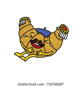 Vector illustration of a laughing cartoon croissant