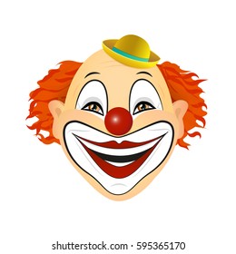 Vector illustration of laughing clown. Vector illustration of flat design.