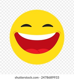 Vector illustration of laughing emoji on transparent background