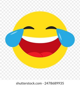 Vector illustration of laughing emoji on transparent background