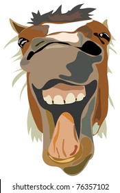 Vector Illustration of the laughing horse isolated