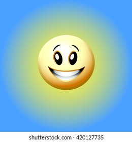 vector illustration of a laughing smiley on a blue background
