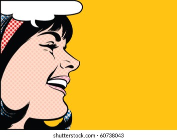 Vector illustration of a laughing woman - dots