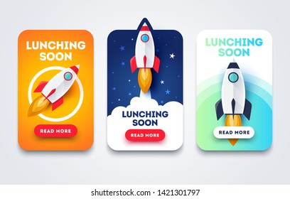 Vector Illustration Launching Soon Page Design App Interface for Smart Phones