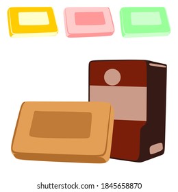 Ilustración vectorial de la lavandería y el jabón de baño para lavar manos y cuerpo.