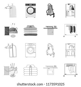 Vector illustration of laundry and clean icon. Set of laundry and clothes stock symbol for web.