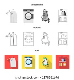 Vector illustration of laundry and clean icon. Collection of laundry and clothes stock symbol for web.