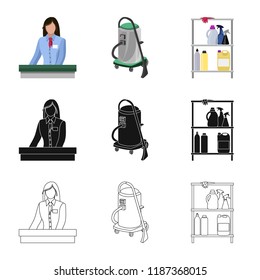 Vector illustration of laundry and clean icon. Set of laundry and clothes stock symbol for web.