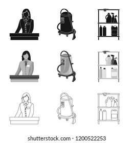 Vector illustration of laundry and clean icon. Set of laundry and clothes vector icon for stock.