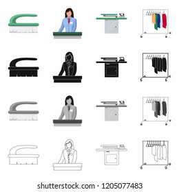 Vector illustration of laundry and clean icon. Set of laundry and clothes stock vector illustration.