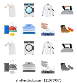 Vector illustration of laundry and clean icon. Collection of laundry and clothes stock vector illustration.