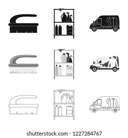 Vector illustration of laundry and clean icon. Collection of laundry and clothes stock vector illustration.
