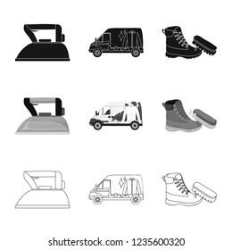Vector illustration of laundry and clean icon. Set of laundry and clothes stock symbol for web.