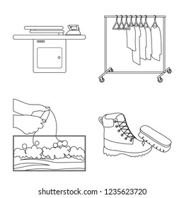 Vector illustration of laundry and clean icon. Set of laundry and clothes stock symbol for web.