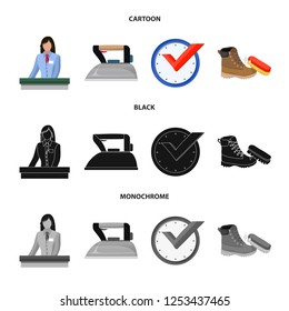 Vector illustration of laundry and clean icon. Set of laundry and clothes vector icon for stock.
