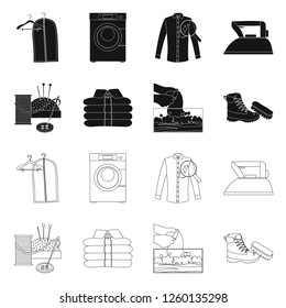 Vector illustration of laundry and clean icon. Collection of laundry and clothes stock vector illustration.