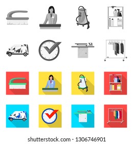 Vector illustration of laundry and clean icon. Collection of laundry and clothes vector icon for stock.