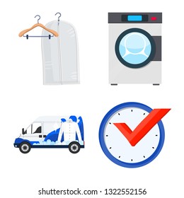 Vector illustration of laundry and clean icon. Set of laundry and clothes vector icon for stock.