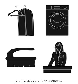 Vector illustration of laundry and clean logo. Set of laundry and clothes stock symbol for web.