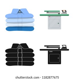 Vector illustration of laundry and clean logo. Collection of laundry and clothes vector icon for stock.