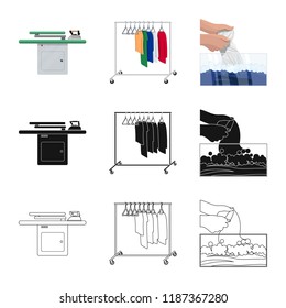 Vector illustration of laundry and clean logo. Collection of laundry and clothes vector icon for stock.