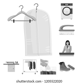 Vector illustration of laundry and clean logo. Collection of laundry and clothes vector icon for stock.