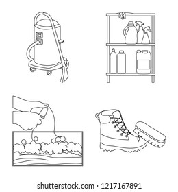 Vector illustration of laundry and clean logo. Collection of laundry and clothes vector icon for stock.