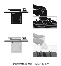 Vector illustration of laundry and clean logo. Collection of laundry and clothes vector icon for stock.