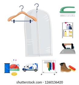 Vector illustration of laundry and clean logo. Set of laundry and clothes vector icon for stock.