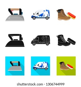 Vector illustration of laundry and clean logo. Set of laundry and clothes stock symbol for web.
