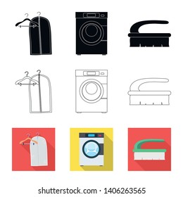 Vector illustration of laundry and clean logo. Collection of laundry and clothes vector icon for stock.