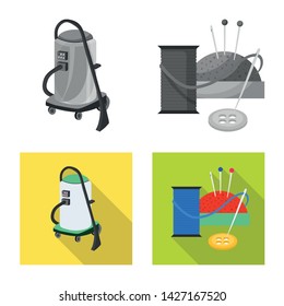 Vector illustration of laundry and clean logo. Collection of laundry and clothes vector icon for stock.