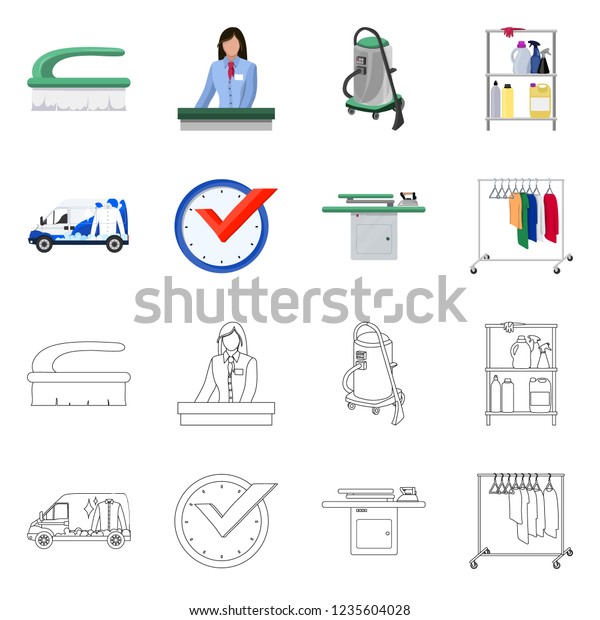 Vector illustration of laundry\
and clean logo. Set of laundry and clothes stock vector\
illustration.