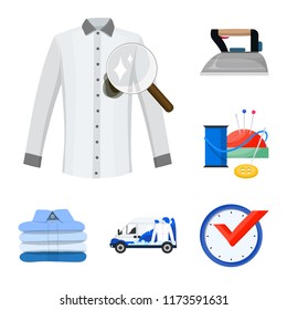 Vector illustration of laundry and clean sign. Set of laundry and clothes stock vector illustration.