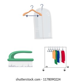 Vector illustration of laundry and clean sign. Collection of laundry and clothes stock vector illustration.