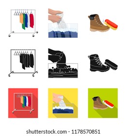 Vector illustration of laundry and clean sign. Set of laundry and clothes vector icon for stock.