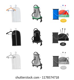 Vector illustration of laundry and clean sign. Collection of laundry and clothes stock symbol for web.