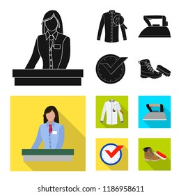 Vector illustration of laundry and clean sign. Set of laundry and clothes vector icon for stock.