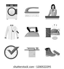 Vector illustration of laundry and clean sign. Set of laundry and clothes vector icon for stock.